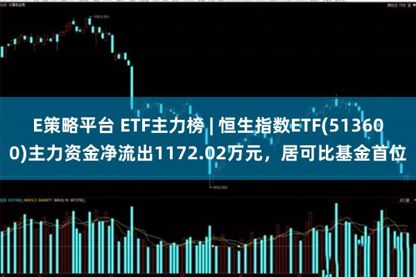 E策略平台 ETF主力榜 | 恒生指数ETF(513600)主力资金净流出1172.02万元，居可比基金首位